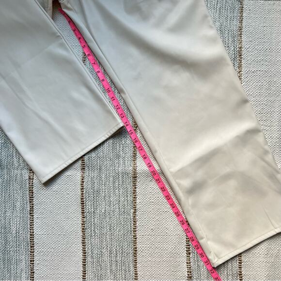 Mother High Waisted Egret Tunnel Vision Pleated Prep Faux Leather Pants Size 32 - Picture 4 of 13